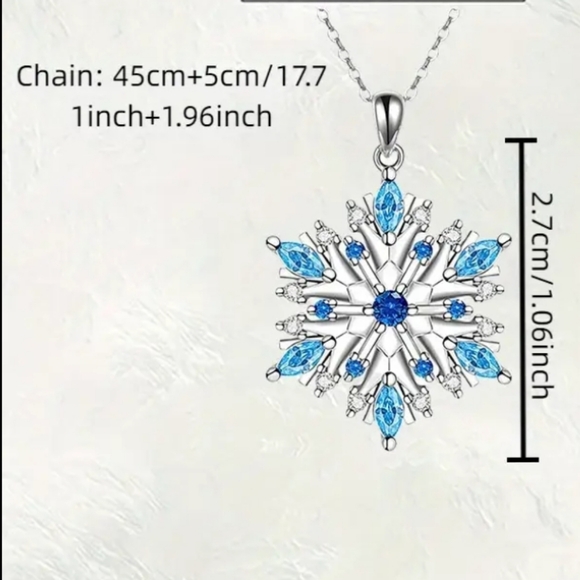 Festive Sparkly Snowflake Necklace & Eatring Set. NWOT - Picture 3 of 3